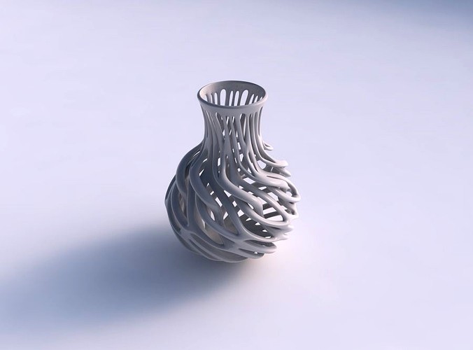 Vase wide with twisted branches wide middle | 3D
