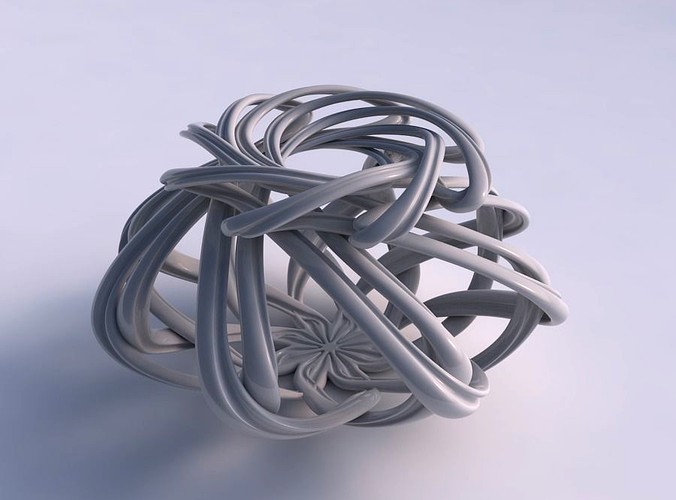 Vase wide creeper twisted with extruded lines and squeezed top part squeezed | 3D