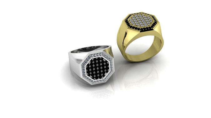 Pave Mens Ring Diamonds Gold ring | 3D