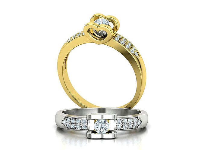 Engagement ring 35mm diamond set in Heart head  | 3D