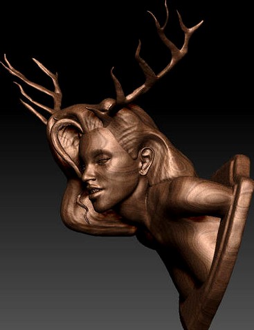 Deer Girl Wall Trophy 2 different Versions | 3D