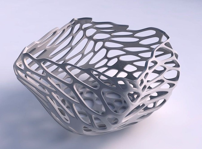 Bowl helix with cracked and twisted organic lattice | 3D