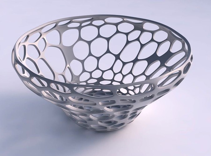 Bowl wide and twisted with twisted organic lattice | 3D