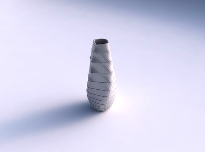 Narrow top vase helix with horizontal dents and twisted diagonal lines | 3D