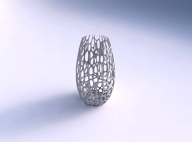 Spacious vase with cracked organic lattice 2 | 3D