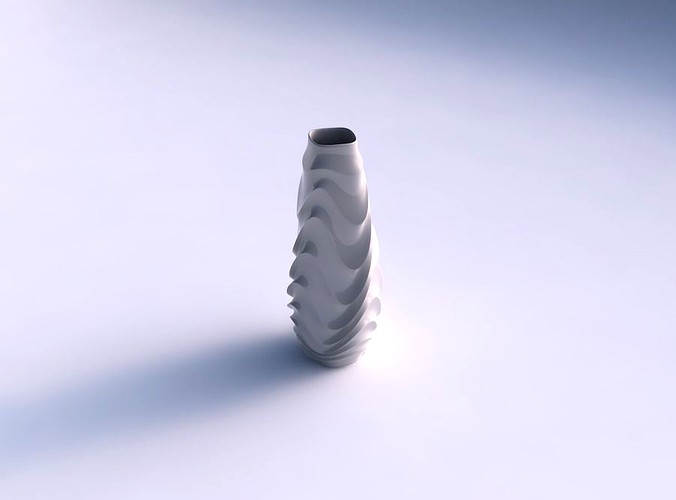 Narrow top vase helix with curved horizontal wavy sections | 3D
