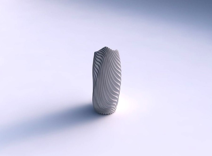 Vase twisted bulky helix with wavy extruded lines 2 | 3D