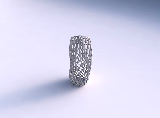 Vase twisted bulky helix with diagonal grid lattice | 3D