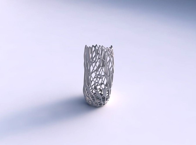 Vase twisted bulky helix with cracked and twisted organic lattice 3 | 3D