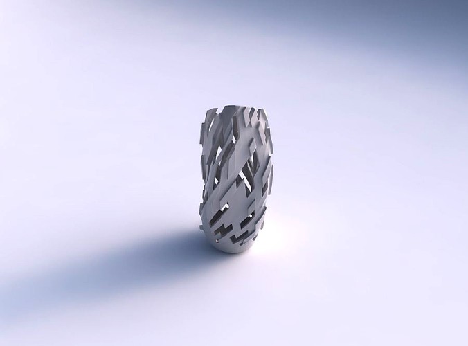Vase twisted bulky helix with cuts and bulges | 3D