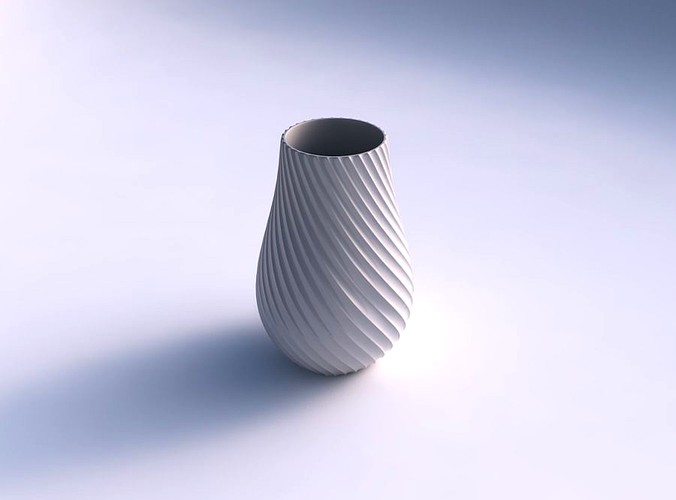 Vase twisted with extruded vertical lines | 3D