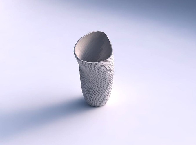 Vase vortex with twisted diagonal grid plates | 3D