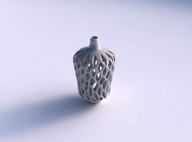 Vase twisted wider top with smooth cuts and extruded top wide middle | 3D