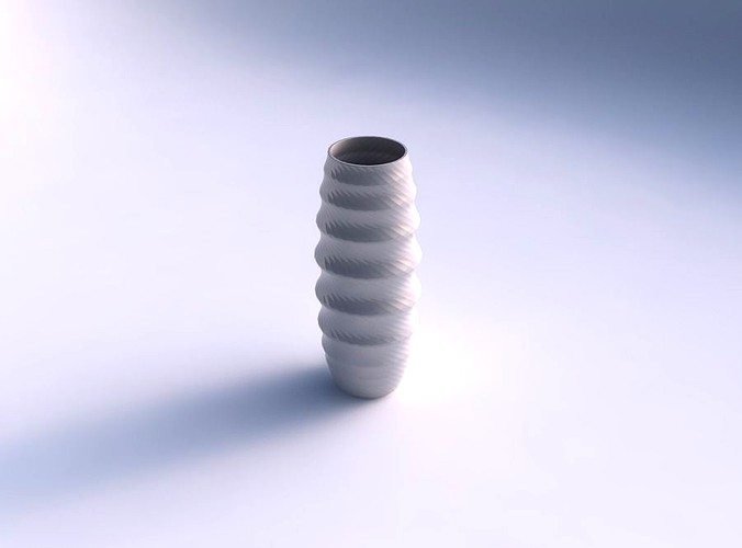 Vase tall twisted with sections and twisted lines | 3D