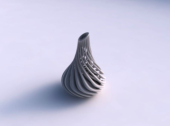 Vase taper wavy with beveled muscle structure streched top corner | 3D