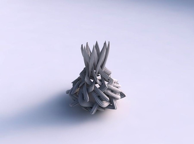 Vase squeezed with interlacing lattice and extruded lines long top | 3D