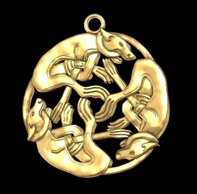 celtic dog pendant | 3D