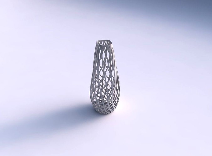 Narrow top vase helix with diagonal grid lattice | 3D