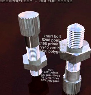 Knurl nut and bolt 3D Model