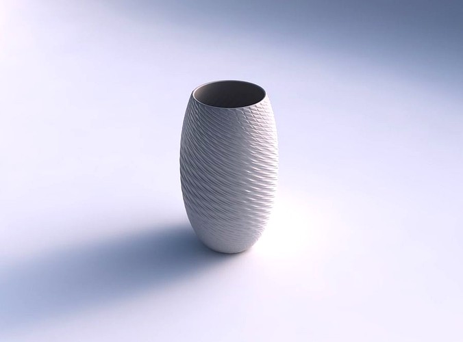 Vase twisted with twisted diagonal grid bulges | 3D