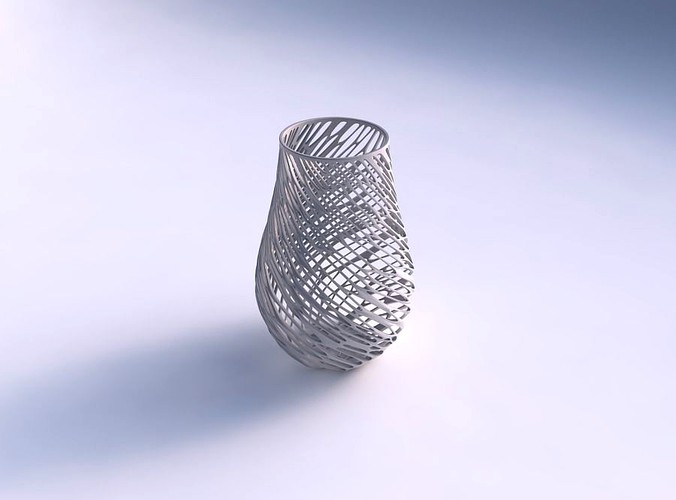 Vase twisted with twisted diagonal organic lattice | 3D