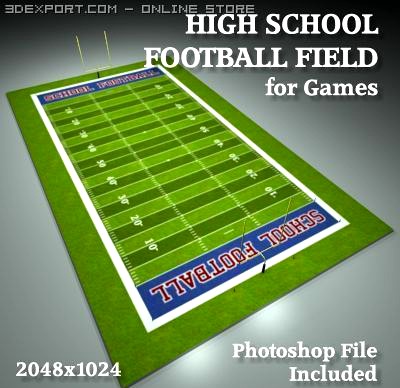 High School Football Field 3D Model