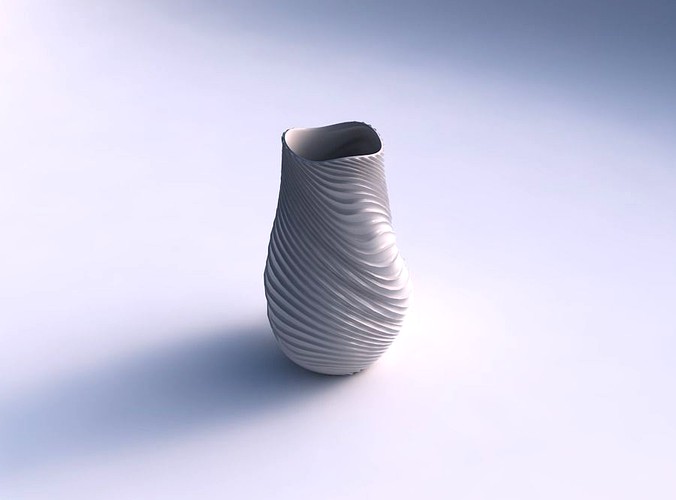 Vase twisted with wavy extruded lines 2 | 3D