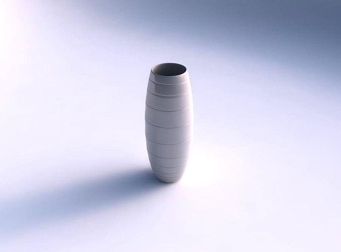 Vase tall twisted with smooth horizontal dents | 3D