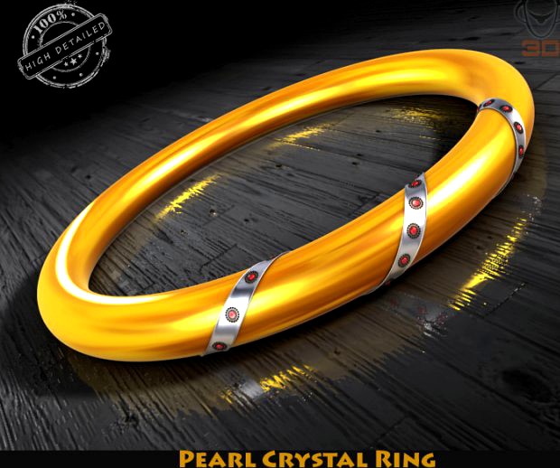 Pearl Crystal Ring 3D Model