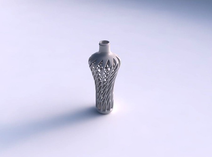 Vase twisted wider top with smooth cuts and extruded top widened top | 3D
