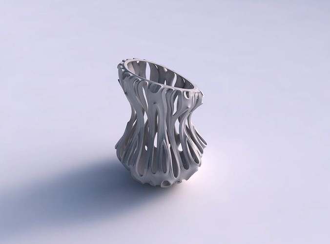 Vase squeezed mid with smooth extuded cuts squeezed with streched top corner | 3D