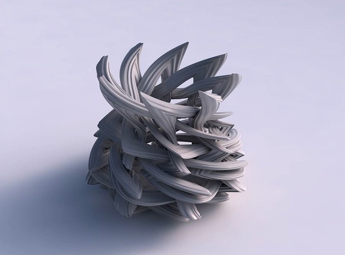 Vase squeezed with interlacing lattice and extruded lines twisted and squeezed | 3D