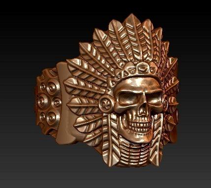 Indian skull chief - skullring | 3D