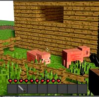 Minecraft 1st person settup with pig and zombie ai BGE game