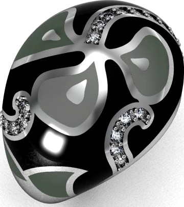 Diamond and enamel ring 3D Model