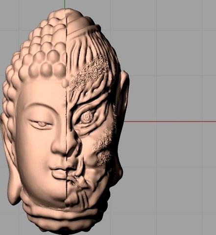 Sculpture Model Buddha Head Good or Bad in a Moment 005