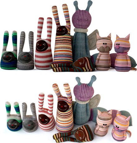 Textile toys out of socks