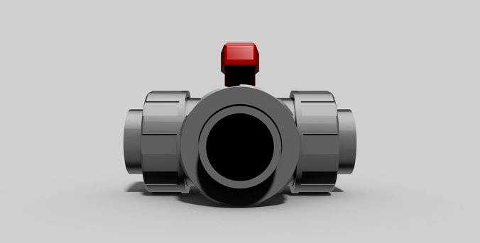 50mm - PVC 3-Way ball valve SC sockets NC - Autodesk Inventor