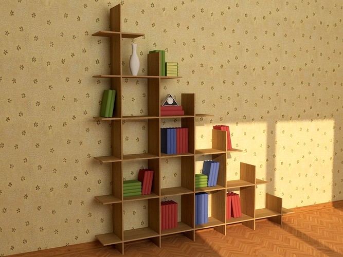 Wooden Bookshelf 01