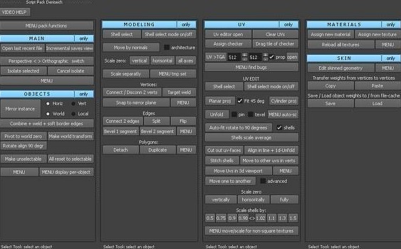 130 scripts for Modeling UV and video tutorials