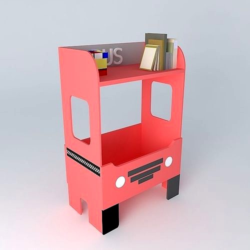 Bus kids bookshelf 3d model