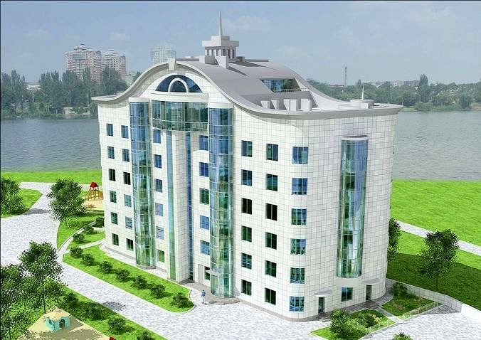 8 Storey Apartment Building 3D model