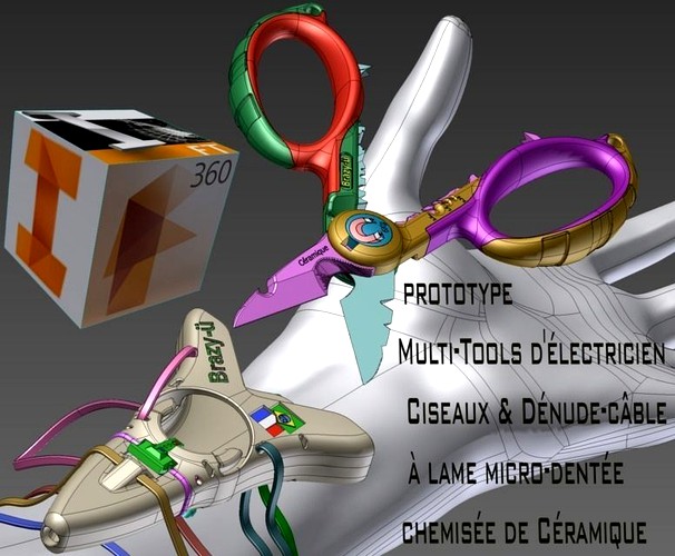 Electricians Scissors Multitool Ciseaux delectricien brazy-u braz prototype