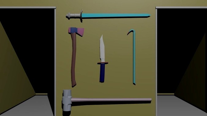 Simple Melee Weapons Pack With Surreal Coloring