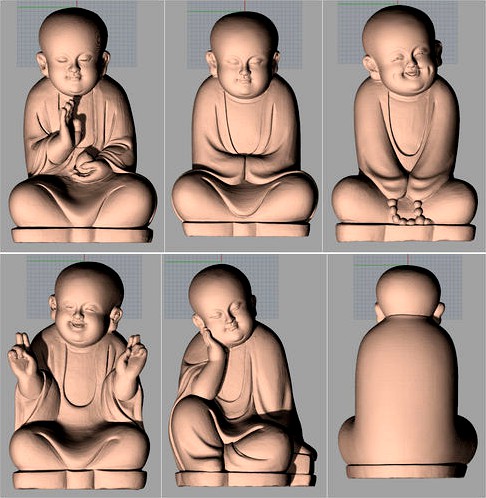 Chinese Sculpture 3D STL Model Little Monk Ornaments
