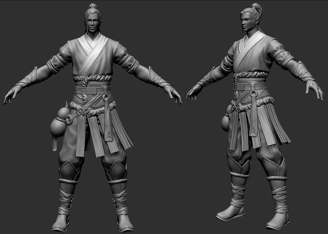 Chinese swordman ZBrush raw file