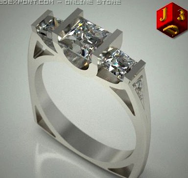 Ring with three &quot;Princesses&quot; 3D Model