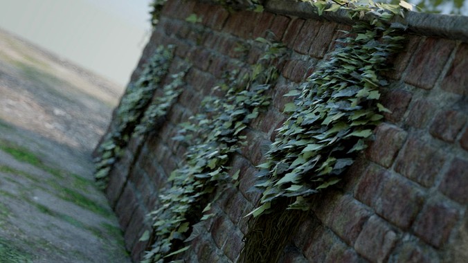 Red brick wall with ivy