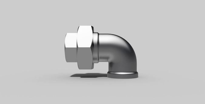 1 Inch BSP - Union elbow  90 degrees F x F - Autodesk Inventor