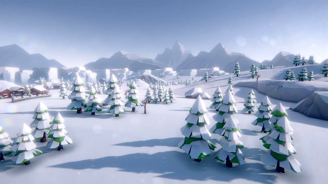 Lowpoly Arctic Winter Tundra Environment Pack